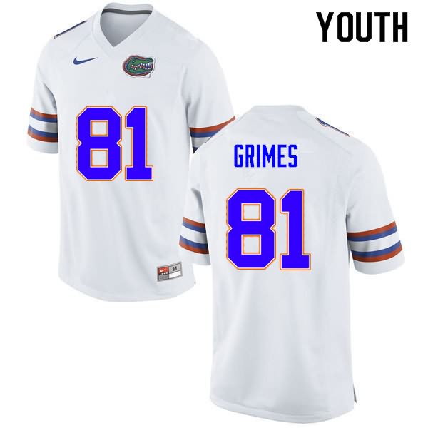NCAA Florida Gators Trevon Grimes Youth #81 Nike White Stitched Authentic College Football Jersey FPI4264CF